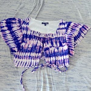 Tye dye crop tie up top